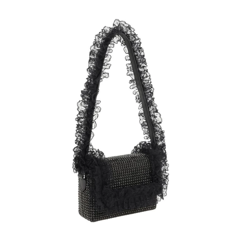 Self Portrait Kanten Schoudertas met Strass Black Dames