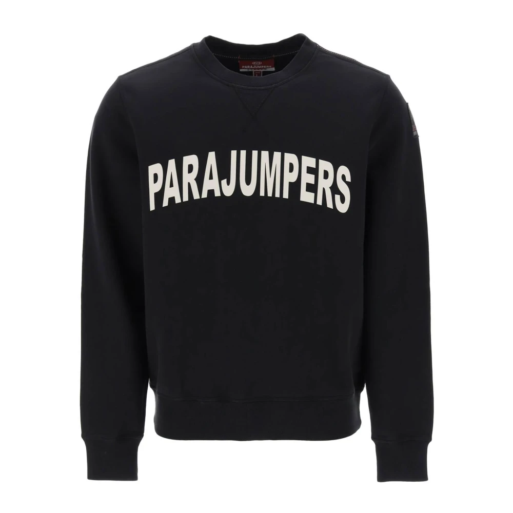 Parajumpers Logo Print Crew Neck Sweatshirt Black Heren