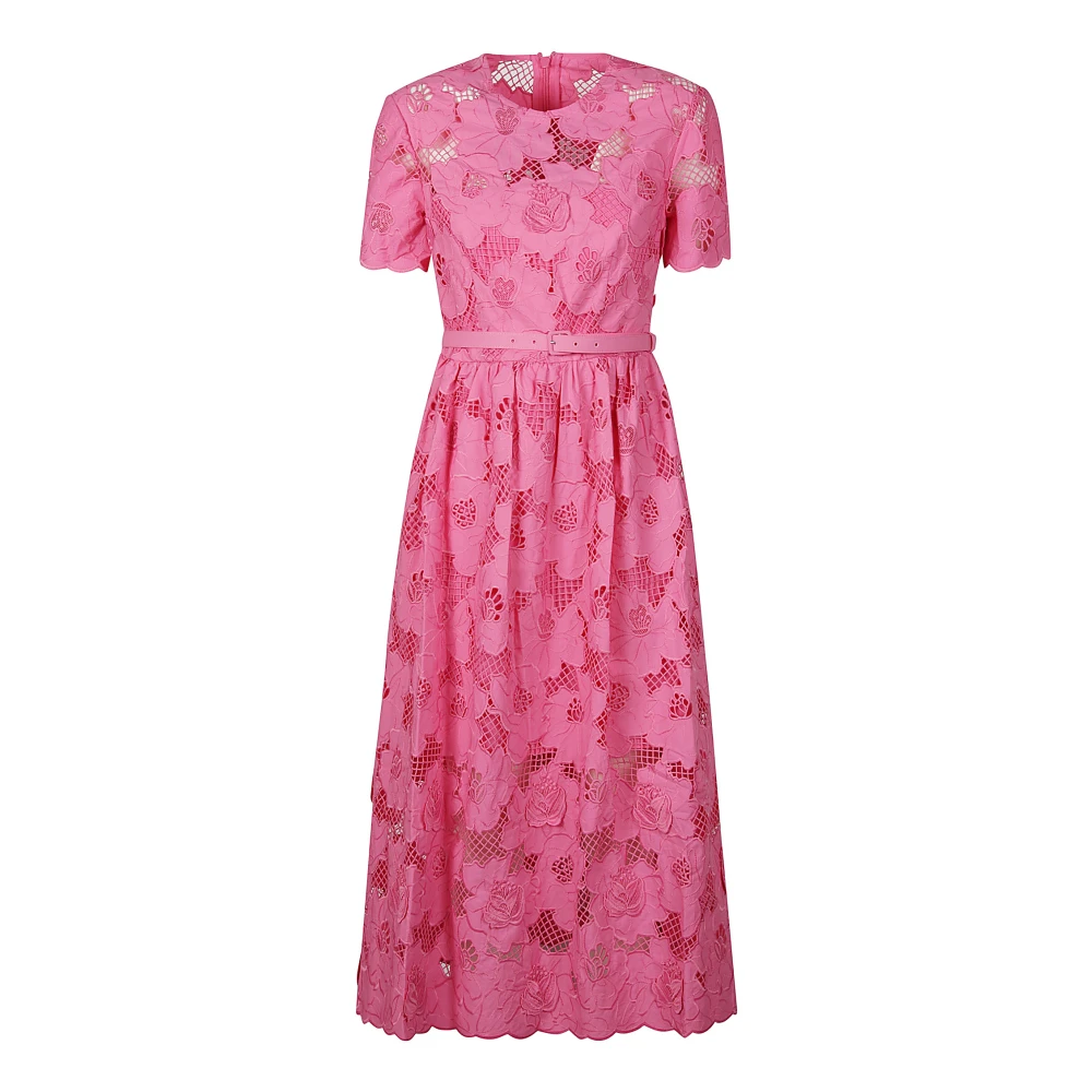 Self Portrait Elegante Kant Midi Jurk Pink Dames