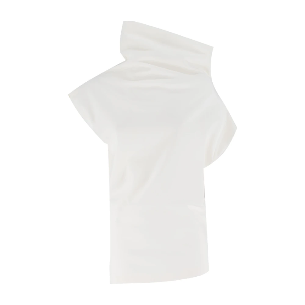 Fabiana Filippi Asymmetrische T-shirt van compacte stof White Dames