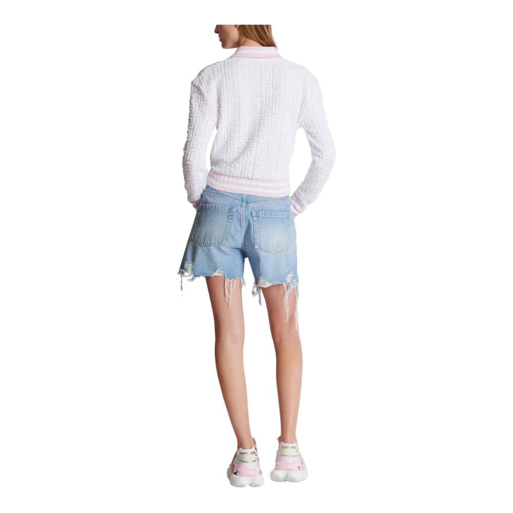 Balmain Monogram gebreide polo Pink Dames