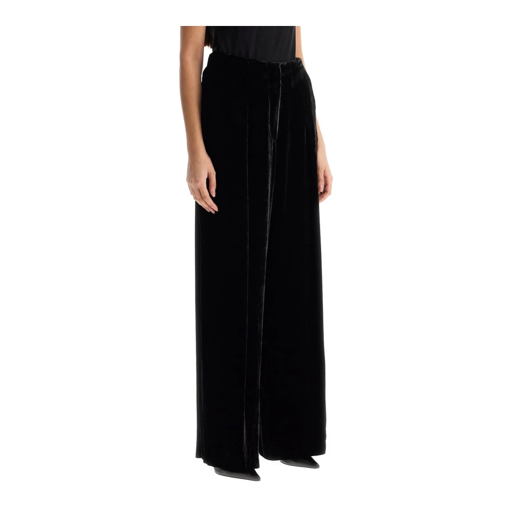 Golden Goose Zwarte Fluwelen Wijde Broek Black Dames