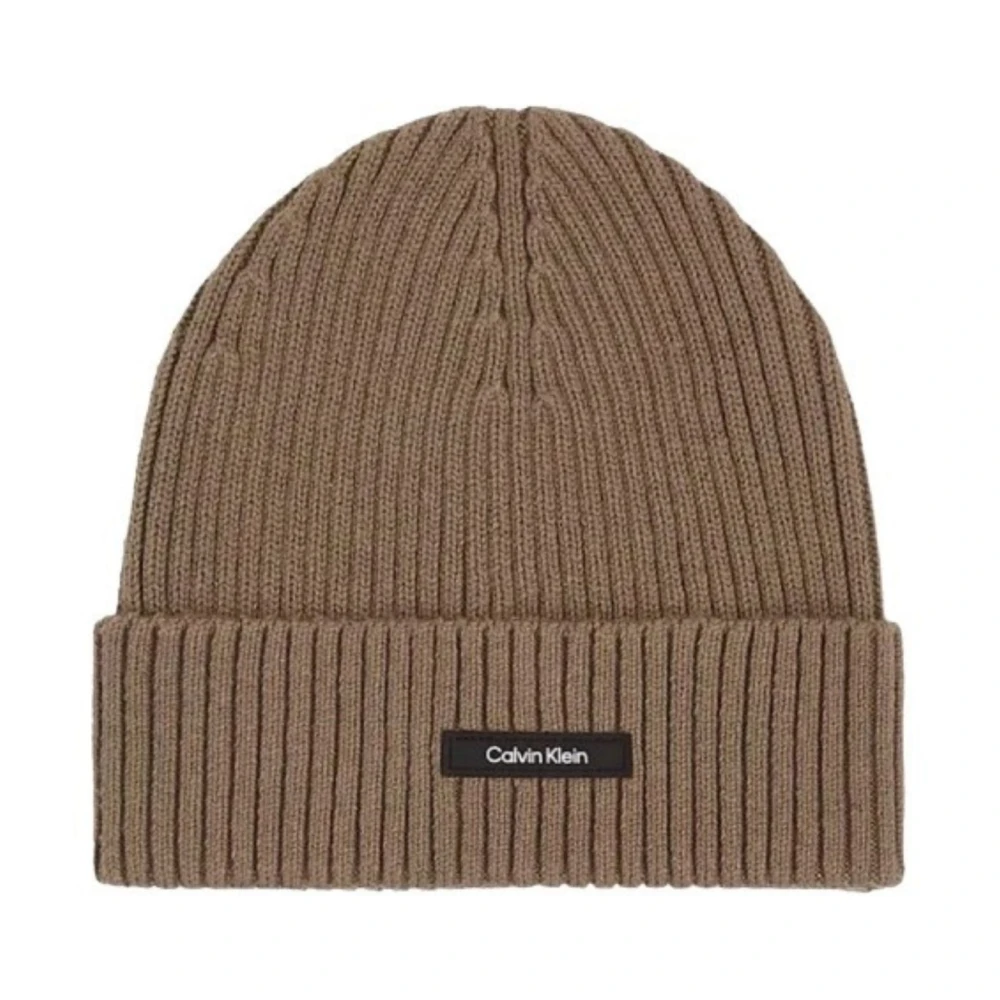 Calvin Klein Klassieke Katoenen Rib Beanie Muts Brown Heren