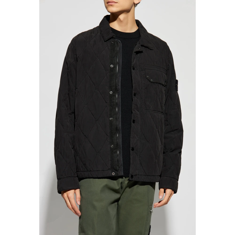 Stone Island Gewatteerde jas met logo Black Heren