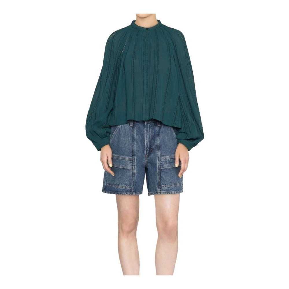 Isabel Marant Étoile Imayae Shirt Lange mouw Knoopsluiting voorzijde Green Dames