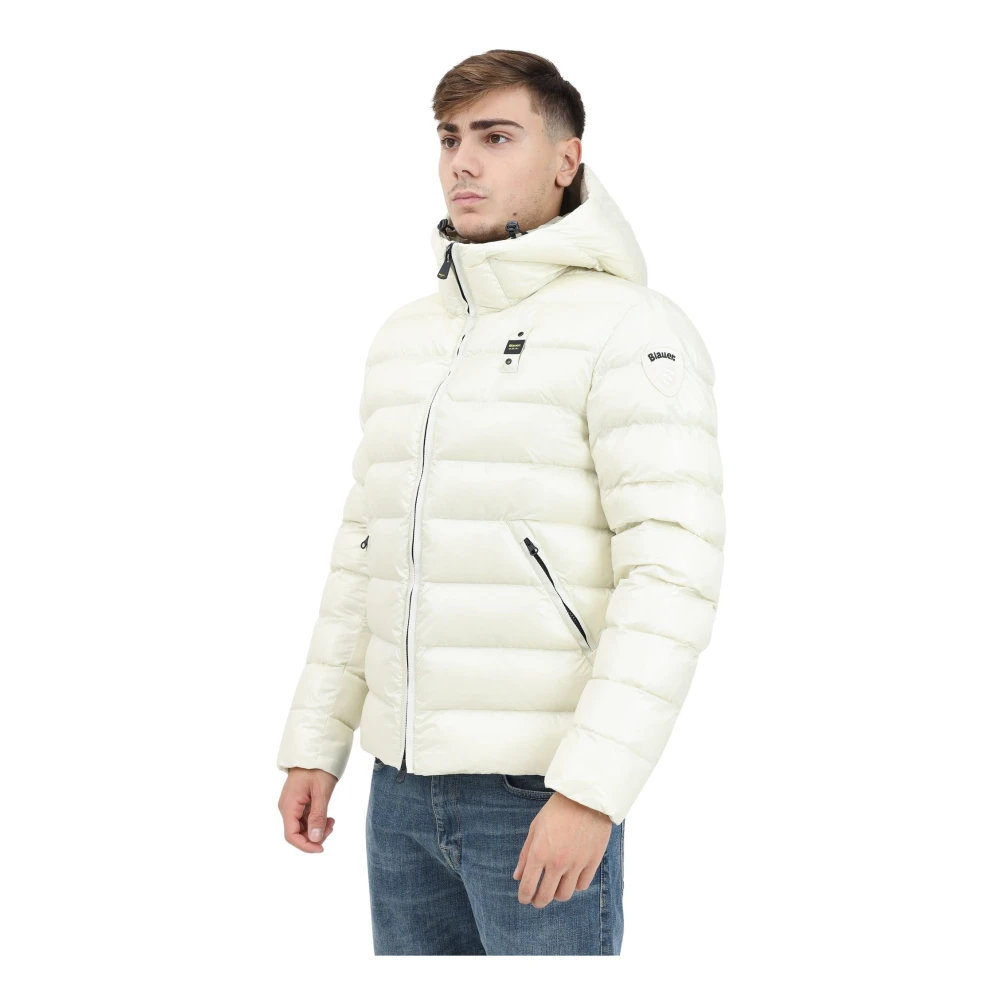 Blauer Witte gewatteerde jas met ruitpatroon Beige Heren