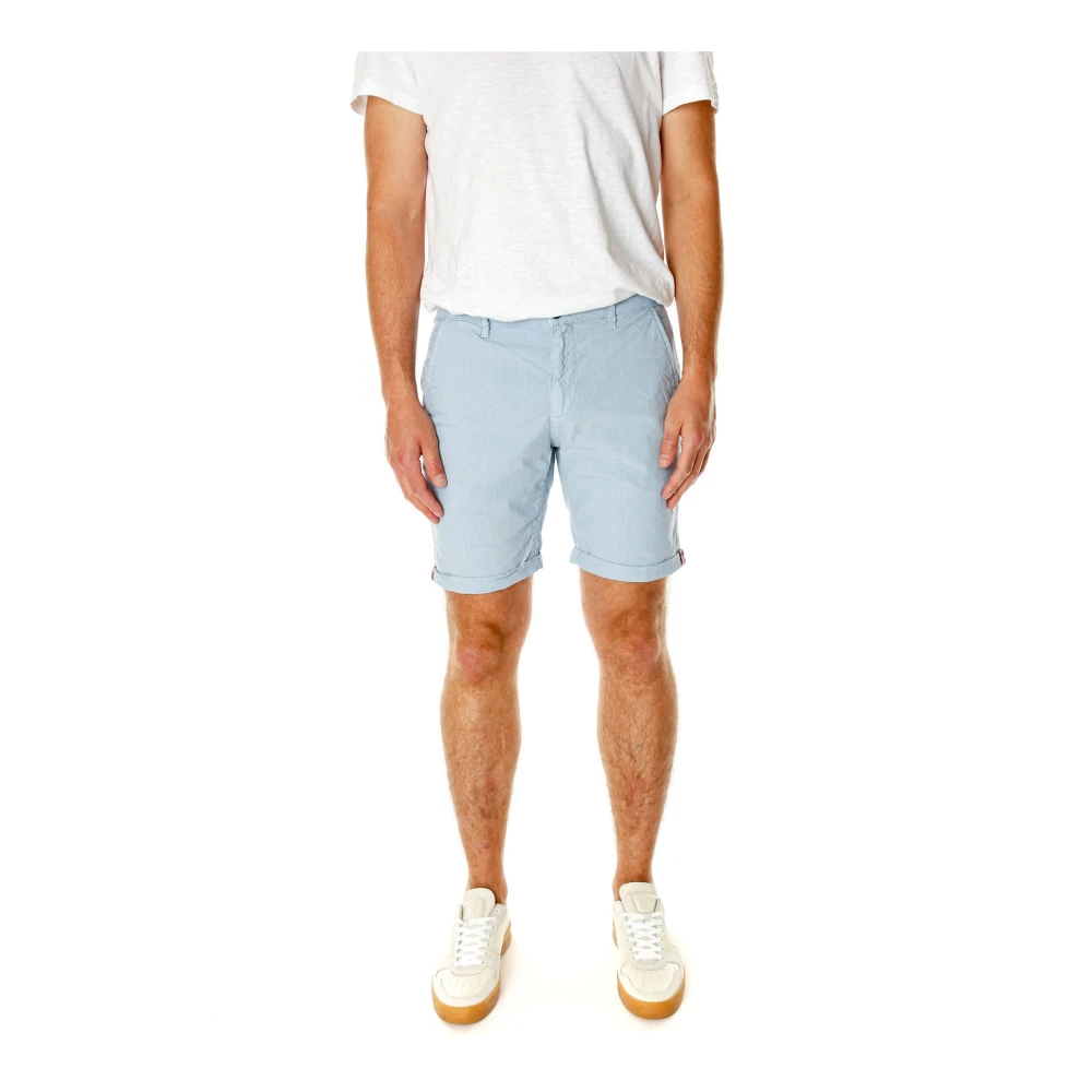 Blue de Gênes Mid Waist Shorts met Logo Borduurwerk Blue Heren
