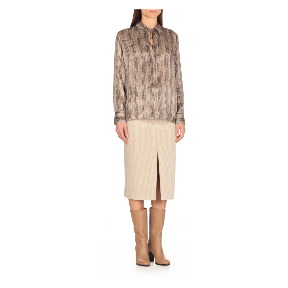 Antonelli Firenze Bruine zijden blouse met kraag Brown Dames