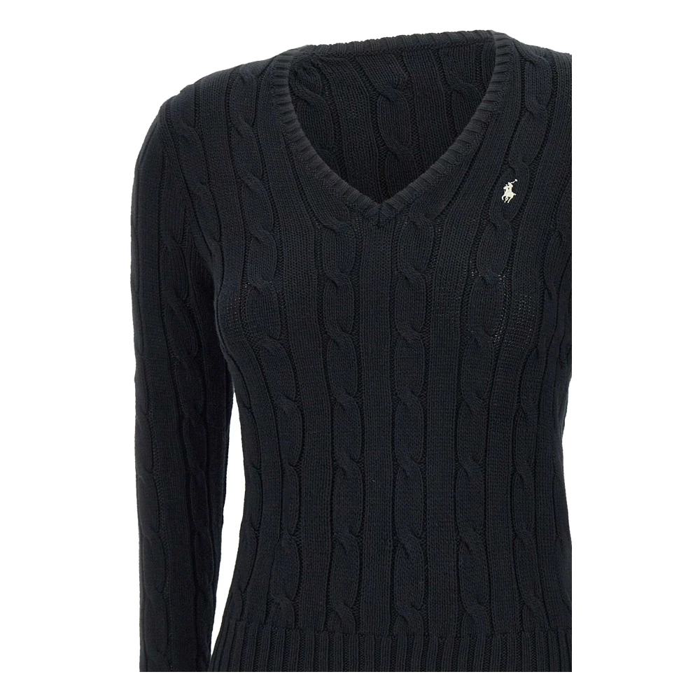 Polo Ralph Lauren Zwarte Klassieke Pima Katoen Pullover Sweater Black Dames