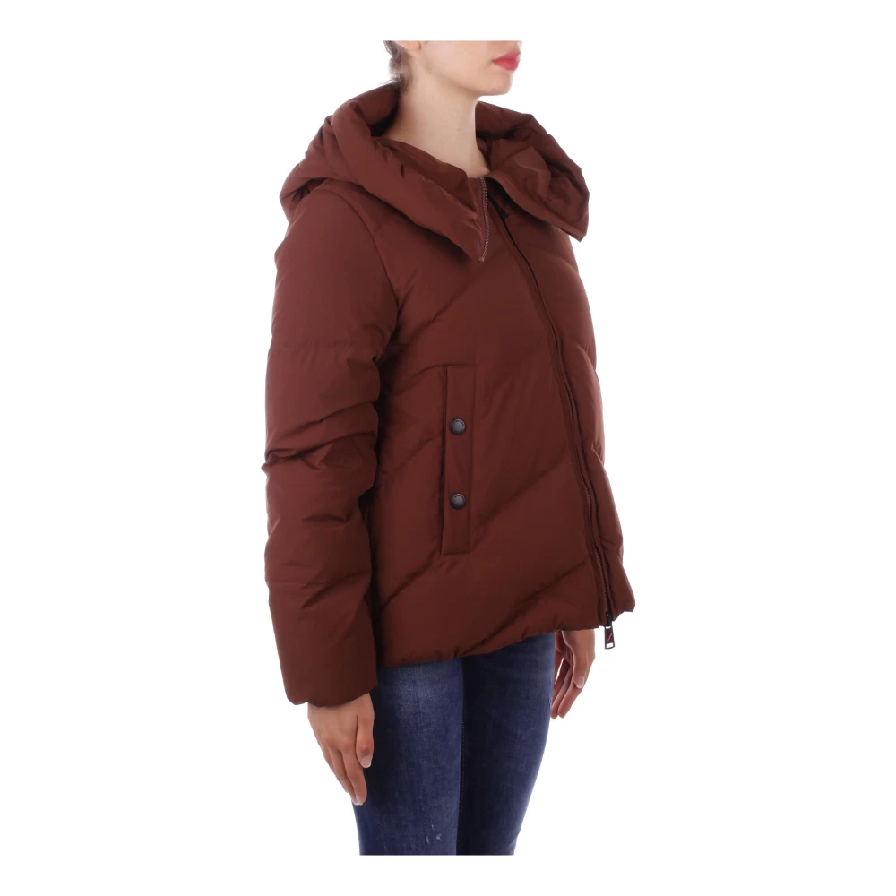 Afterlabel Hooded Jacket met zijlogo rits Brown Dames