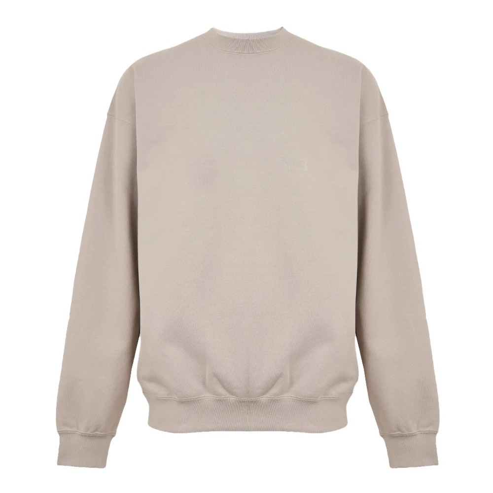 Y-3 Men's Beige Sweatshirts, Xs, Brushed Terry Crew Sweat