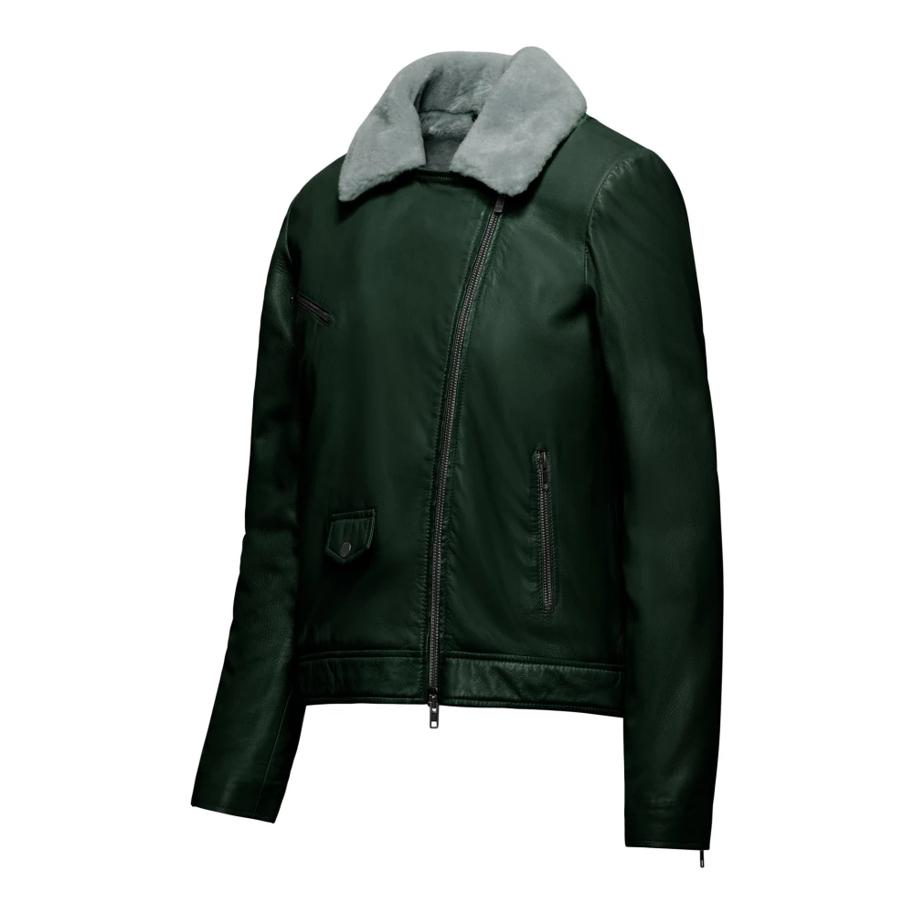 BomBoogie Gewaagde en Vrouwelijke Leren Jas Green Dames