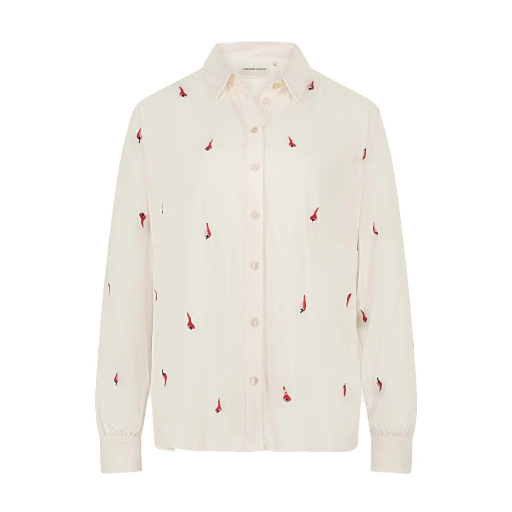 Fabienne Chapot Lot Embro Lange Mouw Blouse Beige Dames