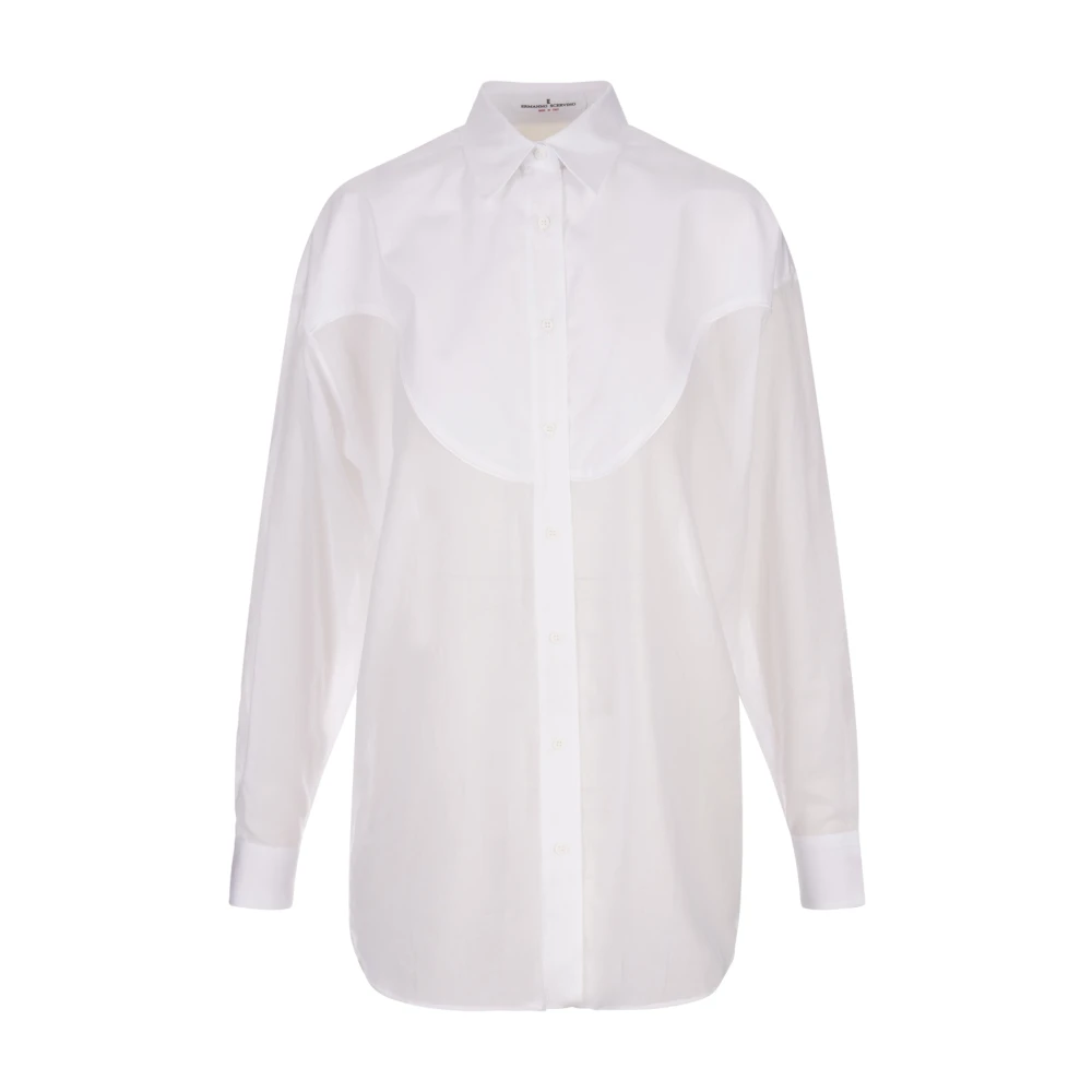 Ermanno Scervino Vit Oversize Skjorta med Frontal Applikation White, Dam
