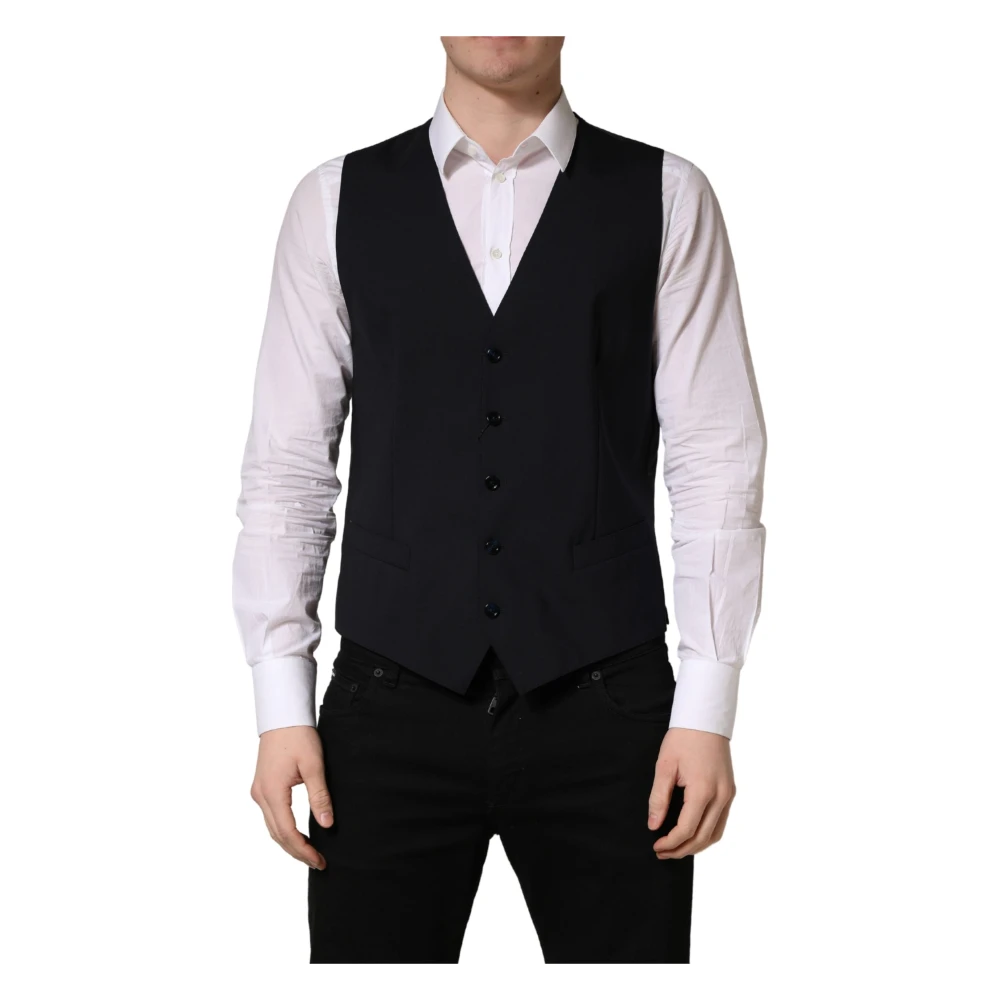 Dolce & Gabbana Men's Black Vest - Waistcoats - Xl - Suits