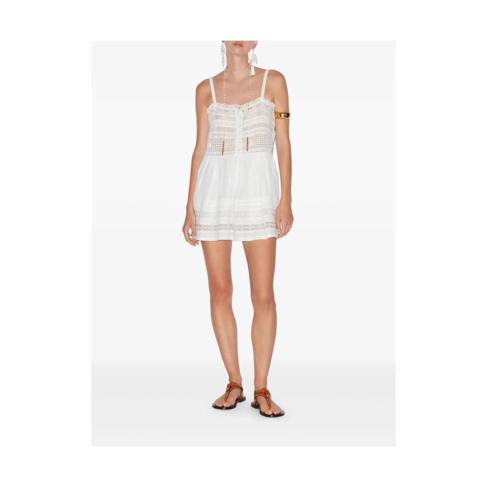 Isabel Marant Étoile Witte Kant Vierkante Hals Jumpsuit White Dames