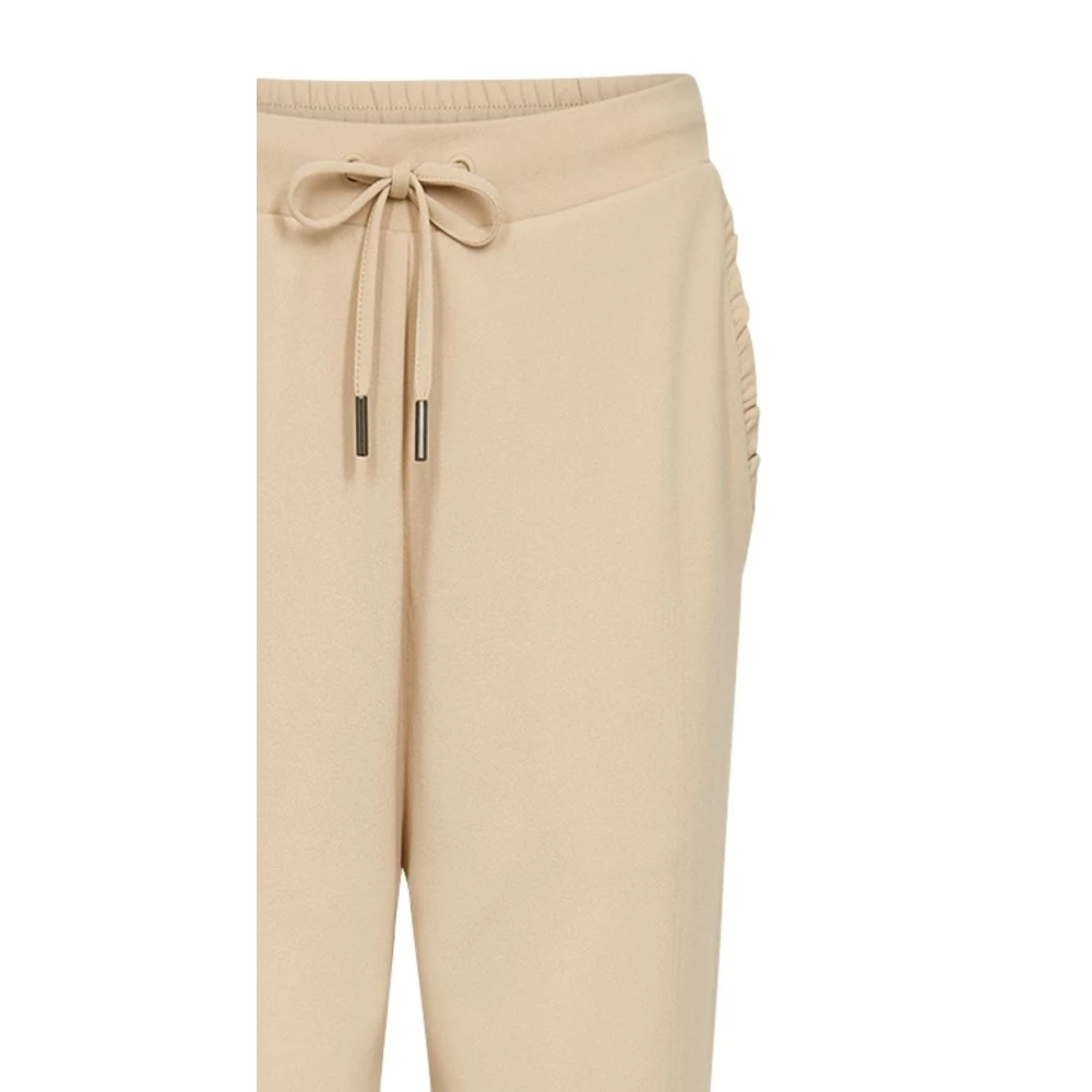 Soyaconcept Comfortabele broek van gerecycled polyester met elastische taille Beige Dames