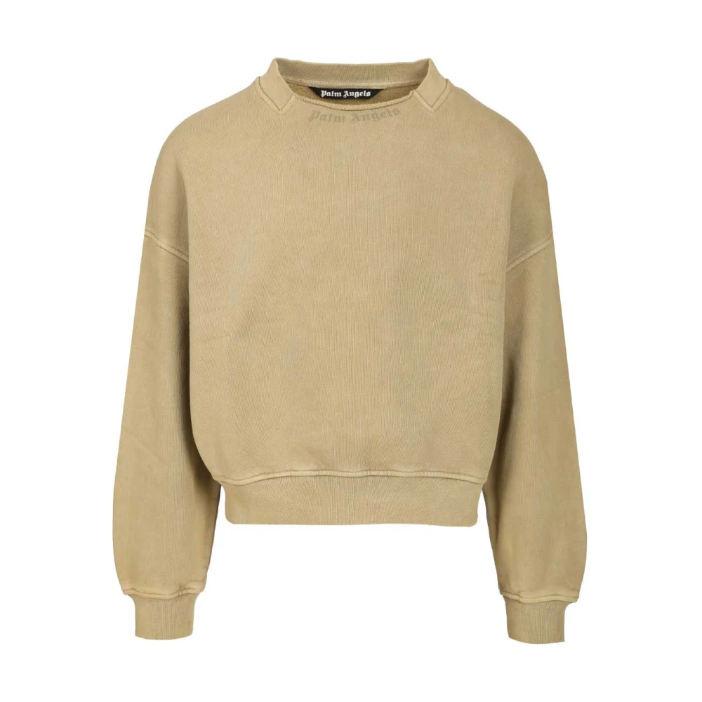 Palm Angels Sweatshirts, Male, M, Curved Logo Sweatshirt Green