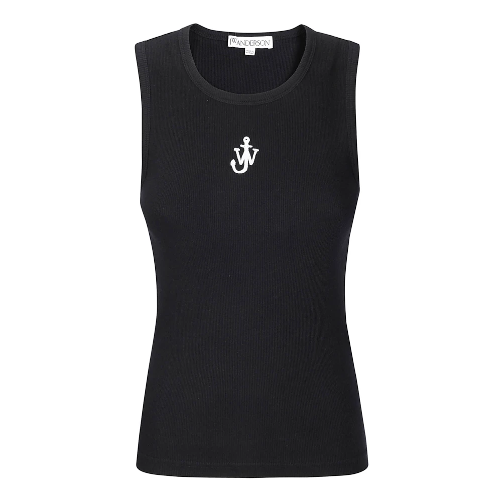 JW Anderson Ribtop met geborduurd logo Black Dames