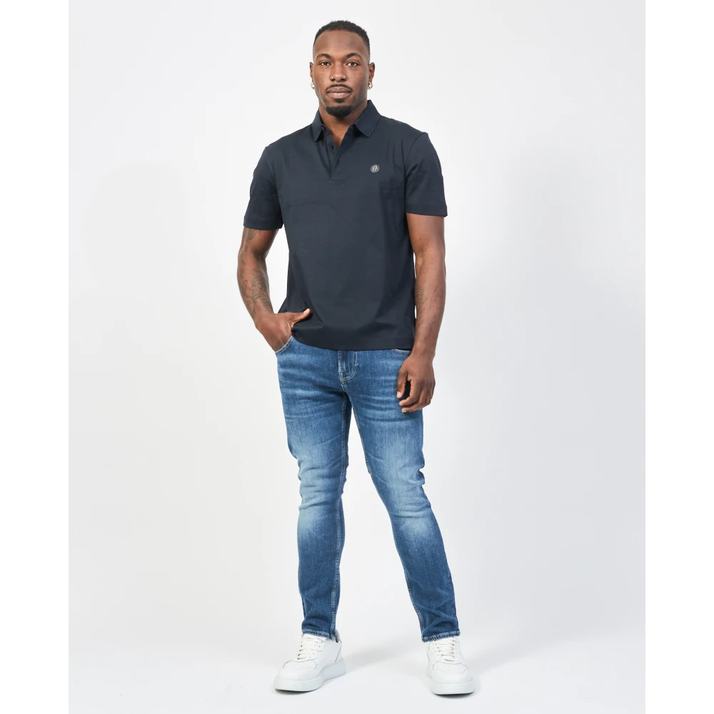 Hugo Boss Blauw Poloshirt met Monogram Patch Blue Heren