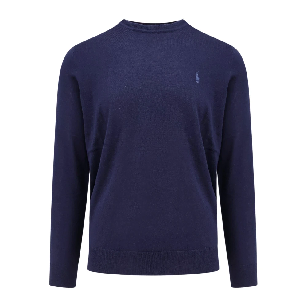 Polo Ralph Lauren Men's Blue Round-Neck Knitwear, Xl, Jumper With Ribbed Trim