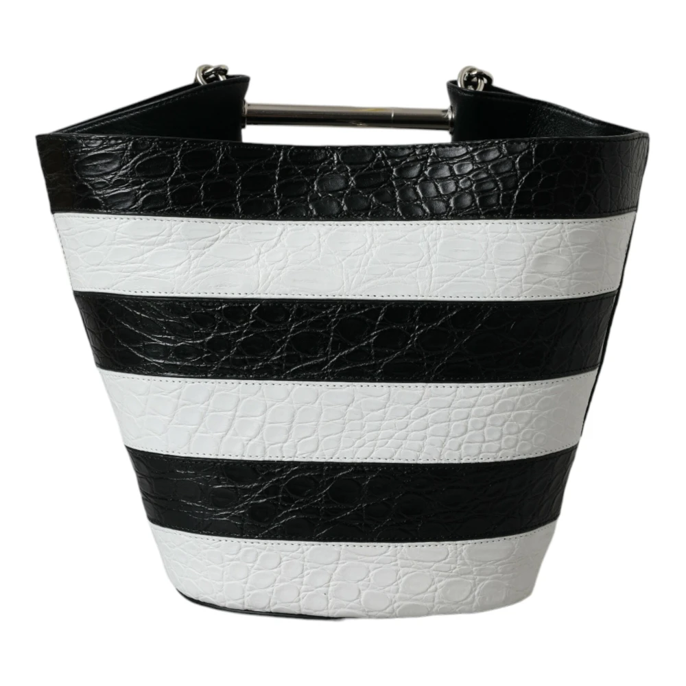 Balenciaga Chique Crocodile Maxi Bucket Bag White Dames