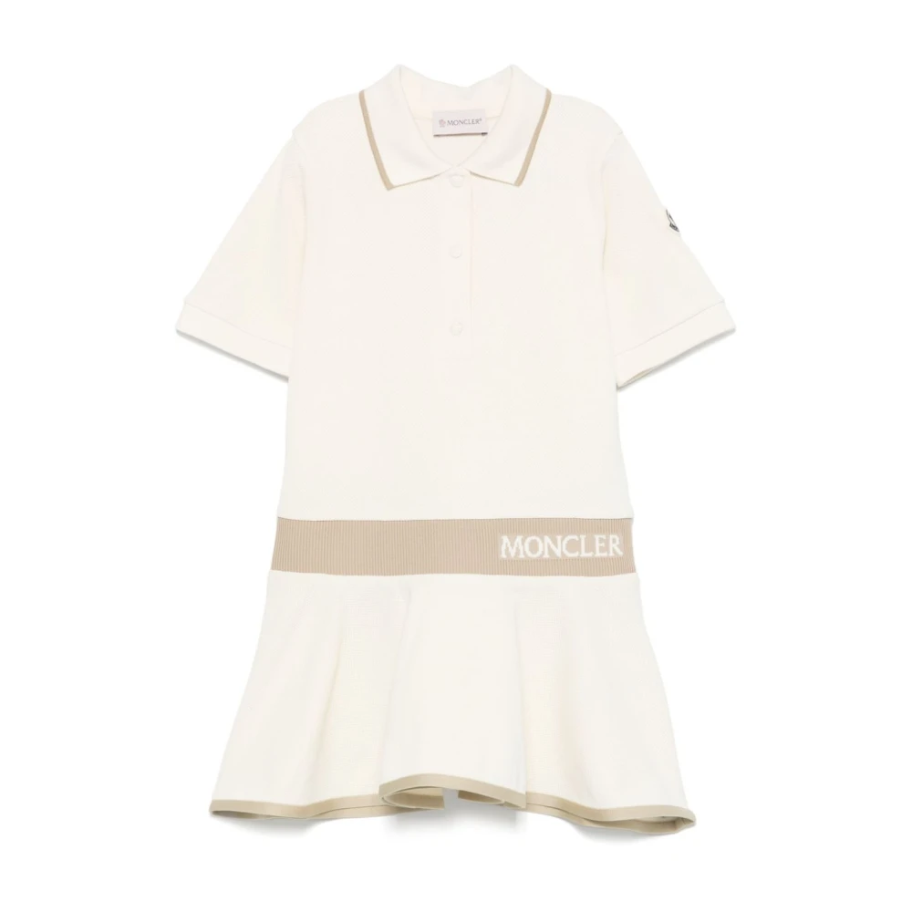 Moncler, Dresses, female, Beige, 6 Y, Beige Polo Dress with Logo Patch