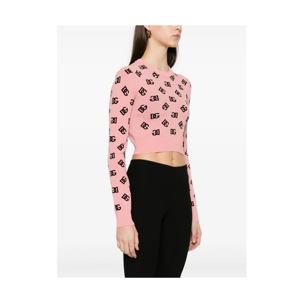 Dolce & Gabbana Peach Pink Ribbed Sweater Pink Dames