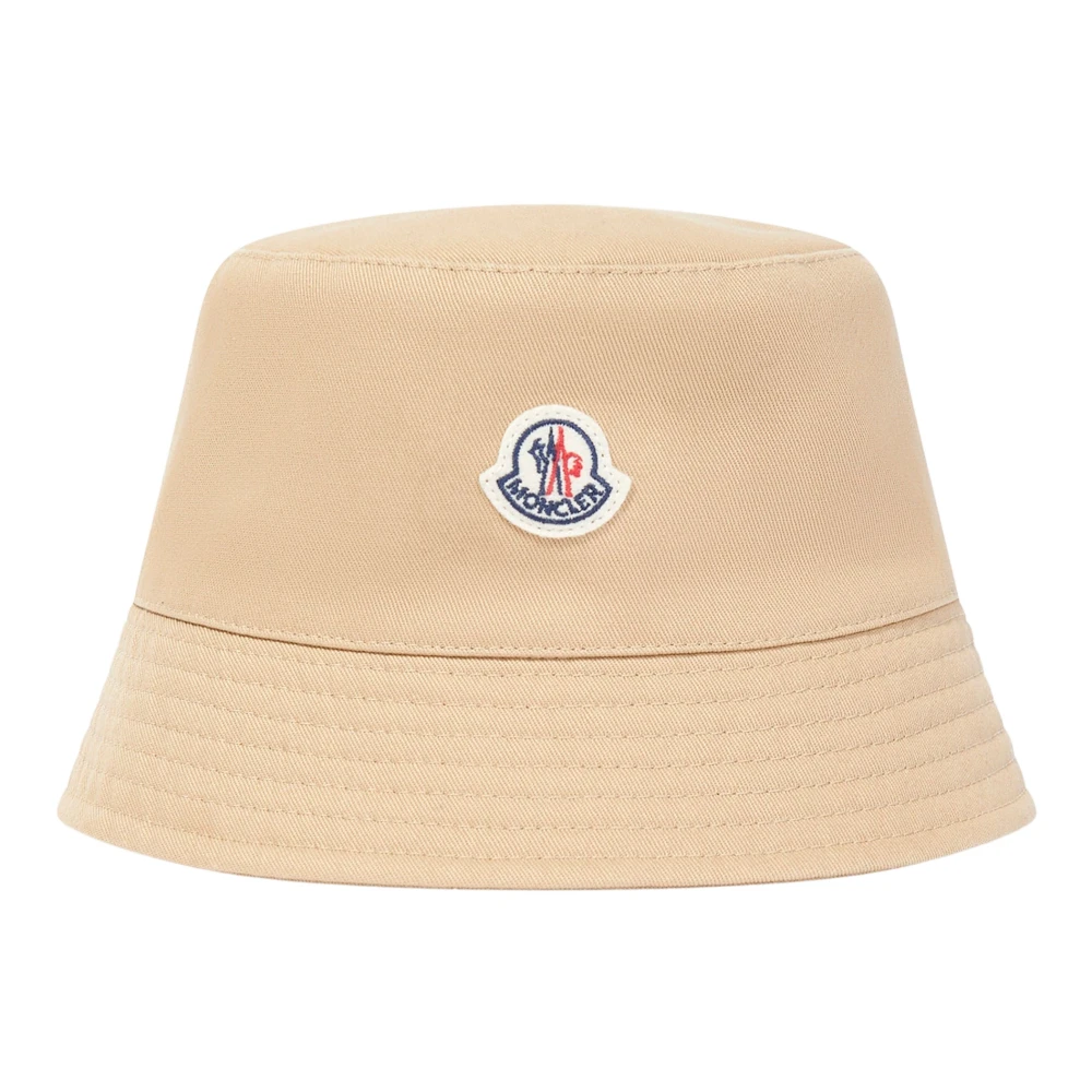 Moncler , Hats & Caps, Female, Beige, 54 Cm, Logo Bucket Hat