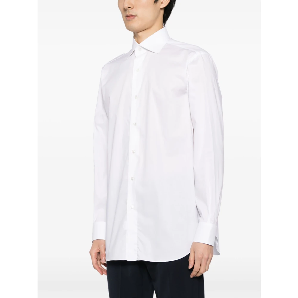 Brioni Katoenen Overhemd Regular Fit Gemaakt in Italië White Heren
