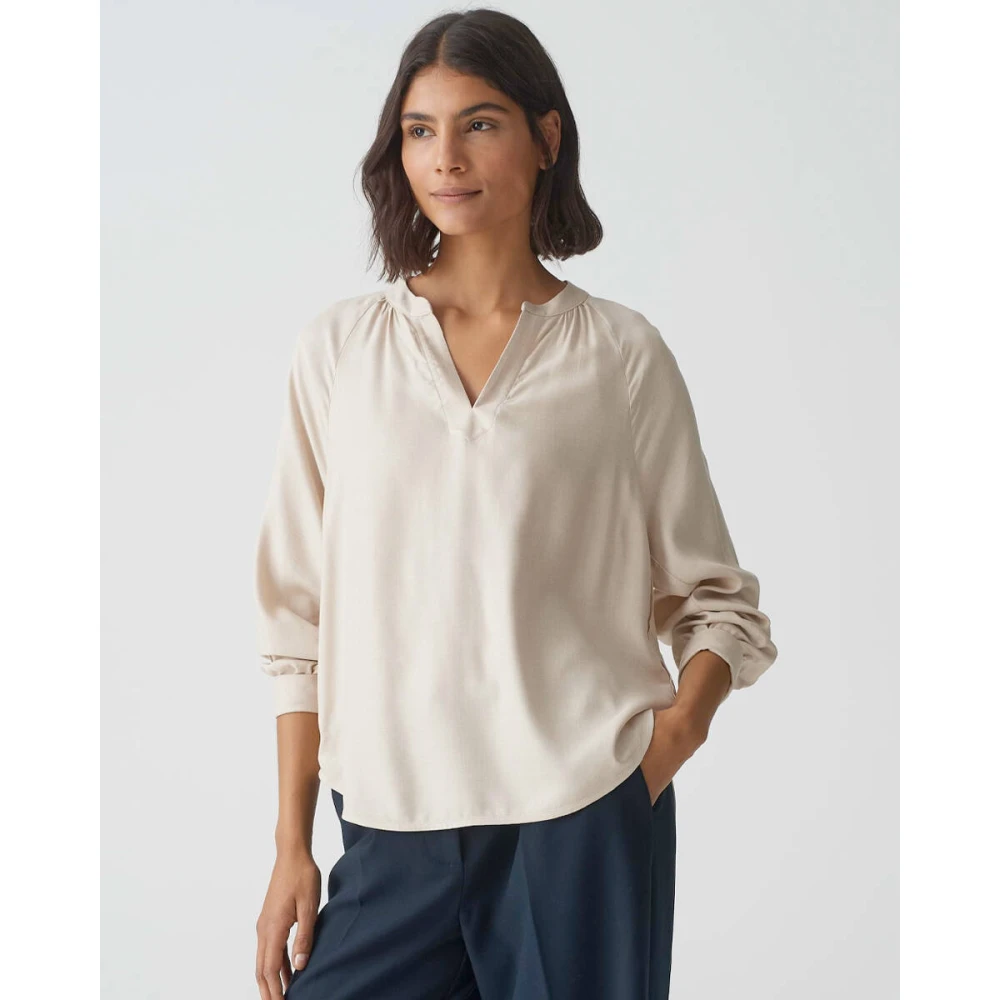 Opus Lange Mouw Blouse Felia Beige Dames
