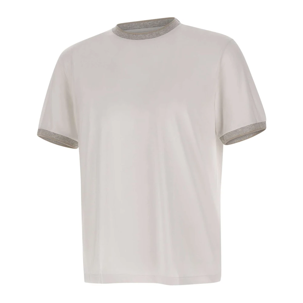 Eleventy Contrast Profiel Wit T-shirt White Heren
