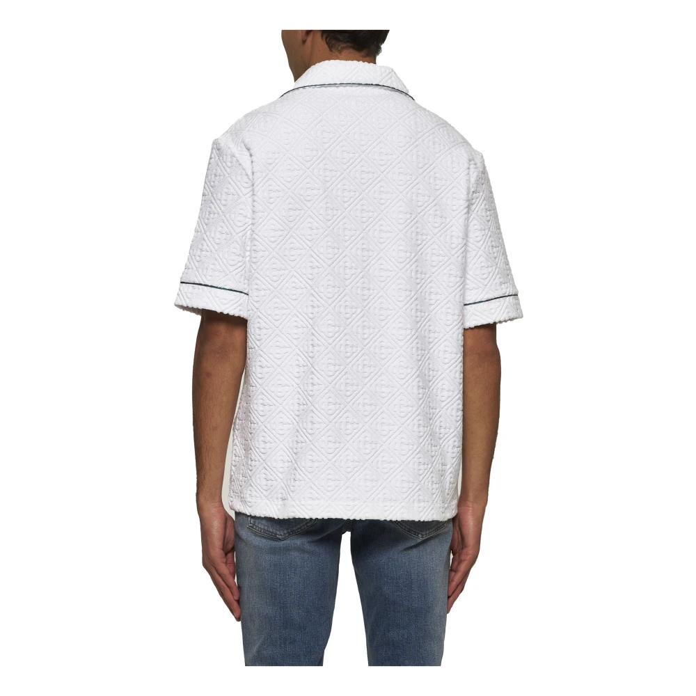 Casablanca Witte Cubaanse kraag shirt met rood logo White Heren