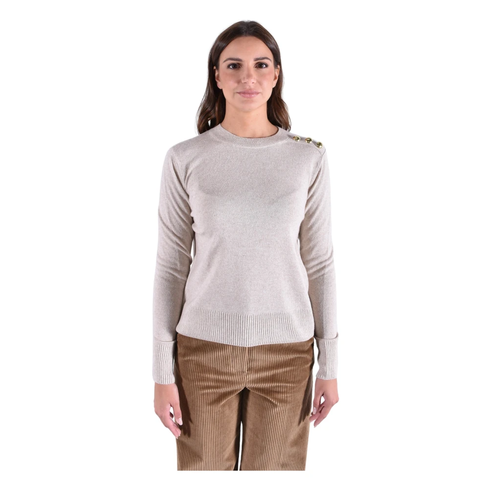 Barbour Women's Beige Round-Neck Knitwear, S, Striped Knit Jumper