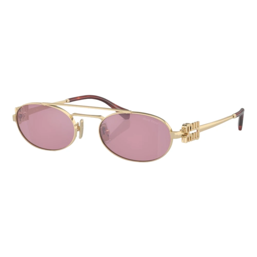 Miu Miu Metall Oval Solglasögon Guld Lucido Yellow, Dam