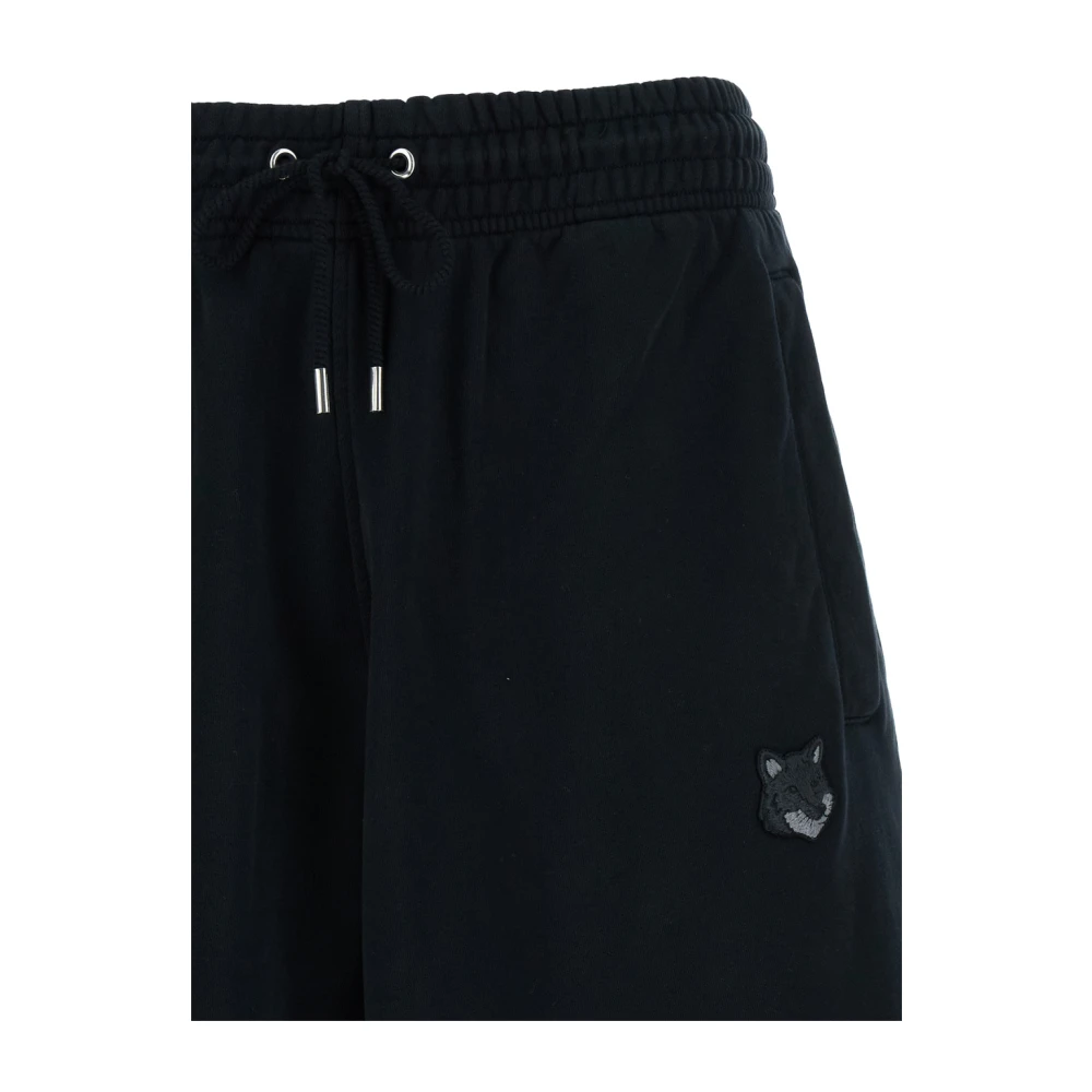 Maison Kitsuné Gedurfde Fox Head Patch Oversize Shorts Black Heren