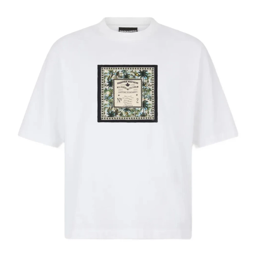 Dsquared2 Men's White T-Shirts, M, T-Shirt Con Stampa Girocollo Maniche Corte