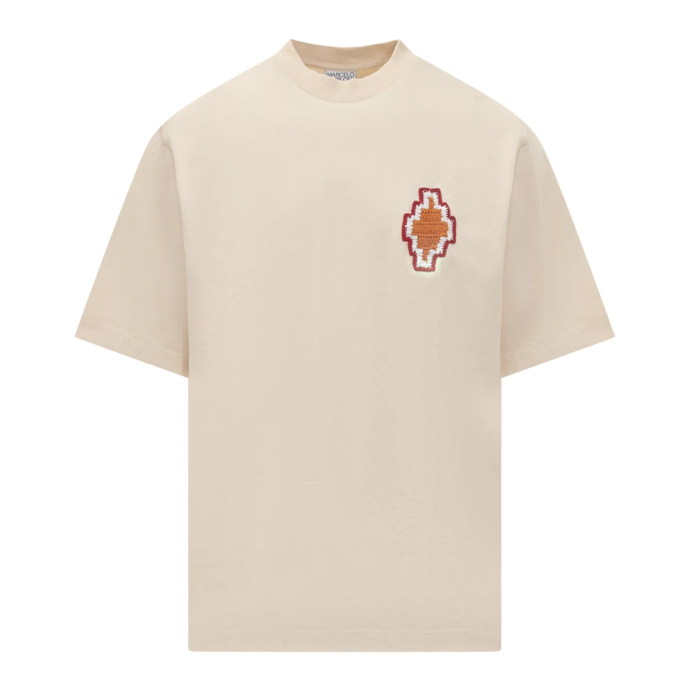Marcelo Burlon Macrame Cross Tee Stijlvolle Top Beige Heren