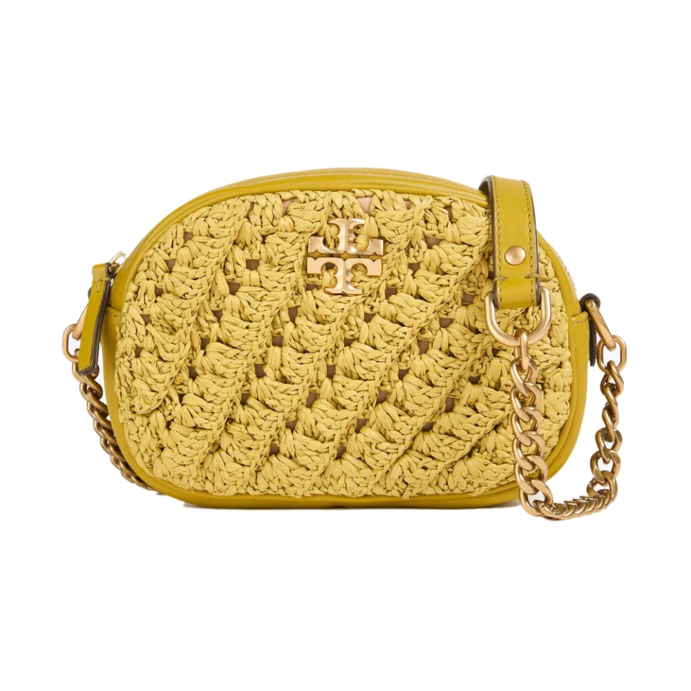 Tory Burch Women's Green Cross Body Bags, One Size, Kira Crochet Logo Camera Bag