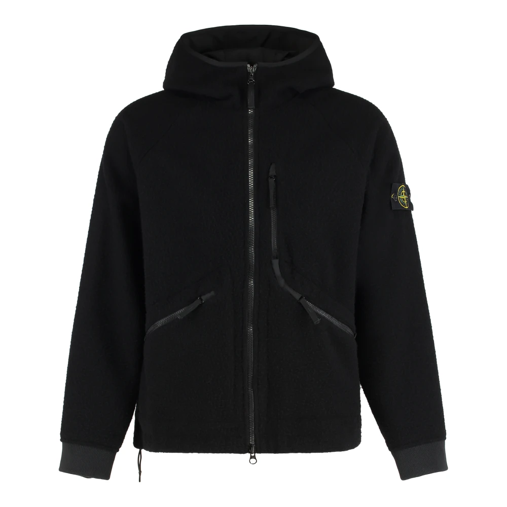 Stone Island Men's Black Panno Ratinato Hooded Jacket