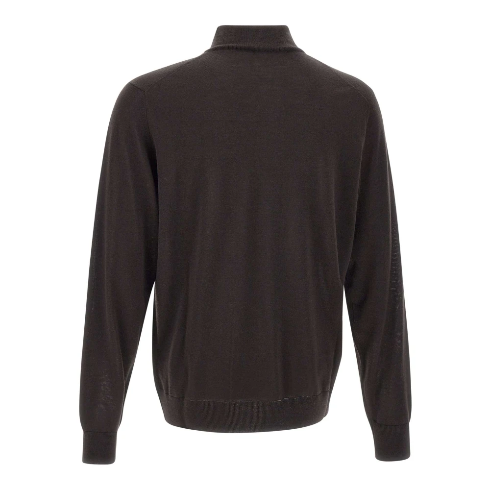 Filippo De Laurentiis Merino Wol Trui Bruin Rits Kraag Brown Heren