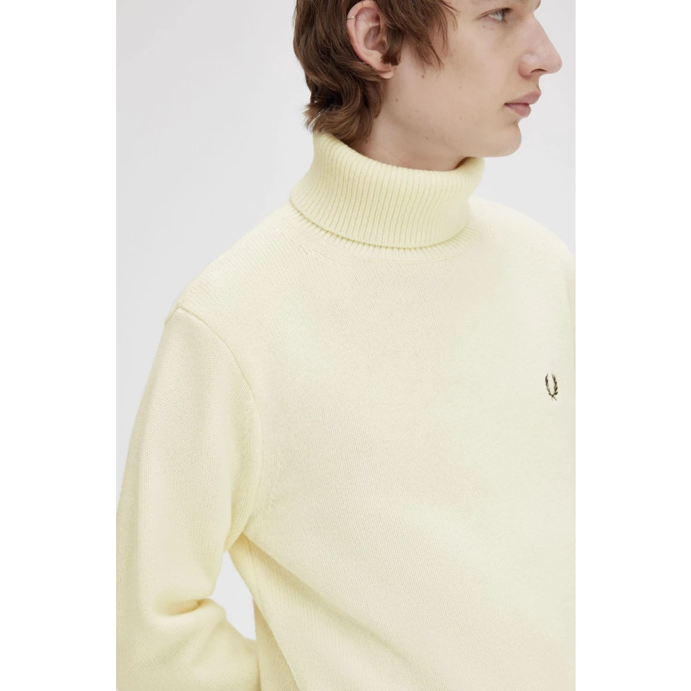 Fred Perry Wollen Coltrui met Hoge Kraag en Mouwdetails Beige Heren