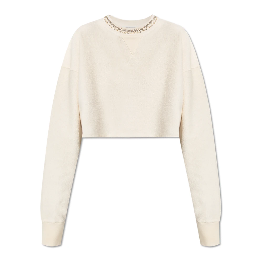 Golden Goose Donna Beige Felpa Corta Con Applicazioni