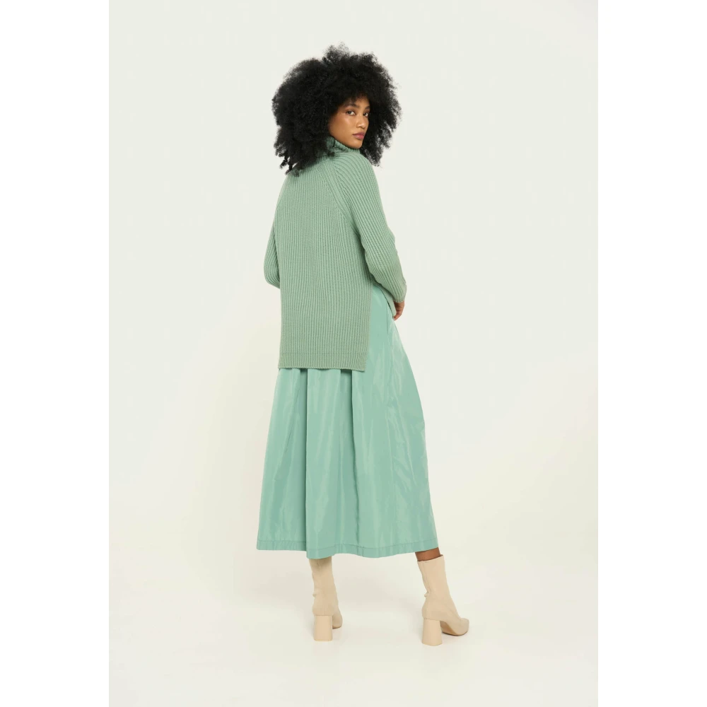 Vicario Cinque Maxi rok in geheugen taffeta met plooien Green Dames
