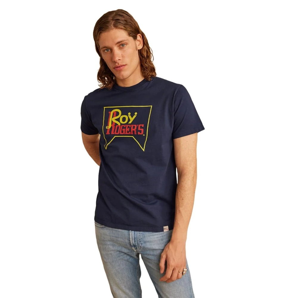 Roy Roger's Korte Mouw T-shirt Blue Heren