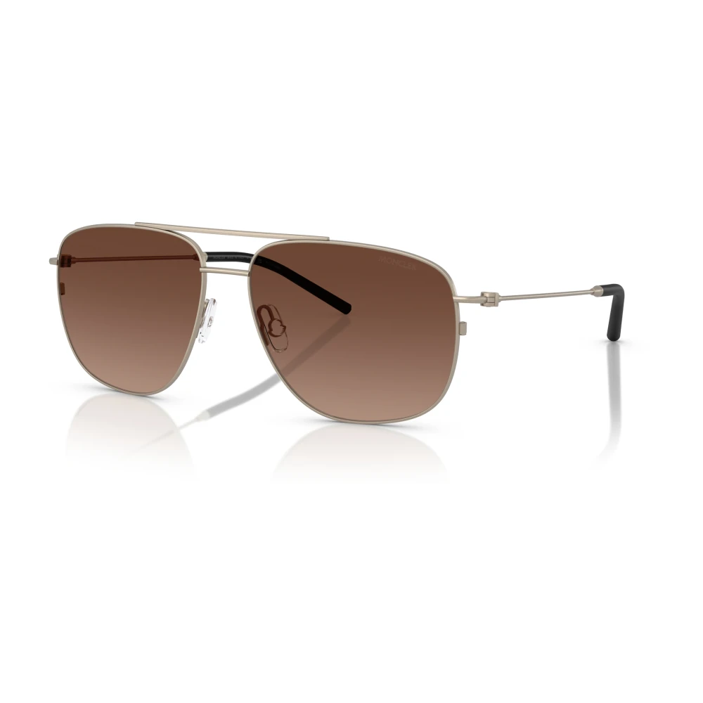 Moncler Yellow Sunglasses, Unisex, 60 Mm, Stylish Sunglasses In Pale Gold/Brown