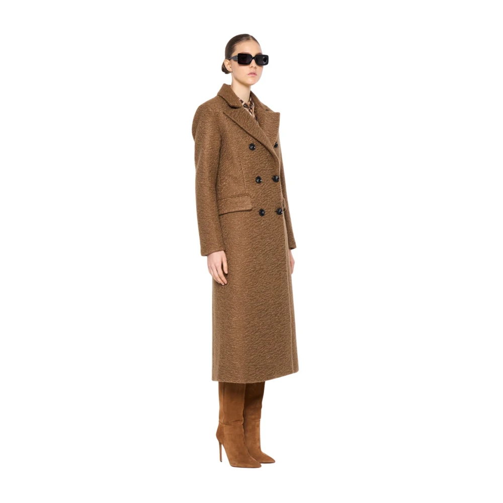 Silvian Heach Klassieke Lange Dubbelgeknoopte Jas Brown Dames