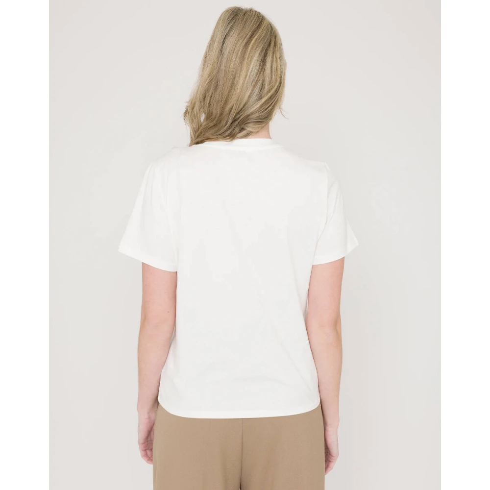Anna Van Toor Stijlvolle korte mouw T-shirt voor vrouwen Beige Dames