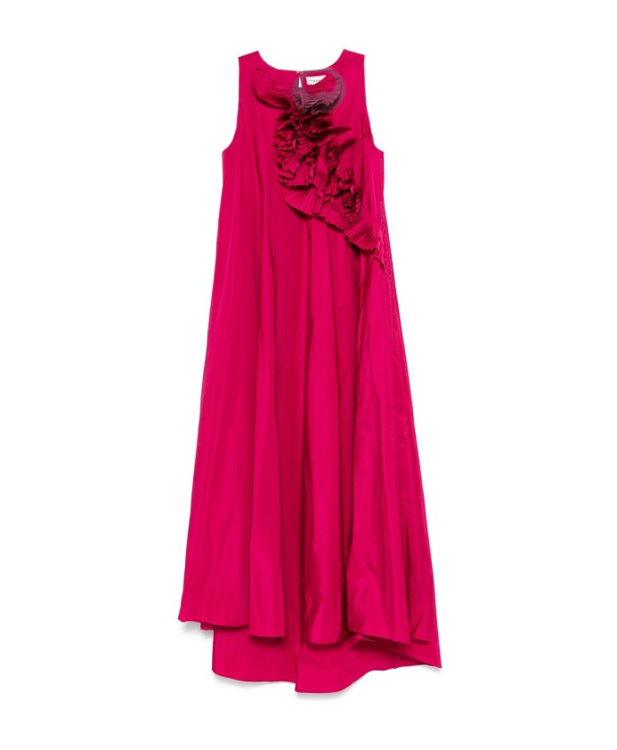 fuchsia-sleeveless-crew-neck-dress