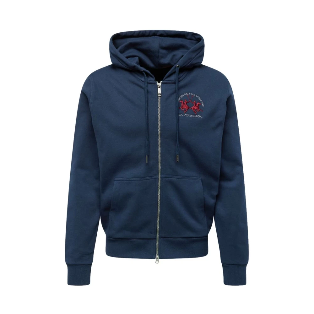 LA MARTINA Elegante Katoenen Hoodie met Rits Blue Heren